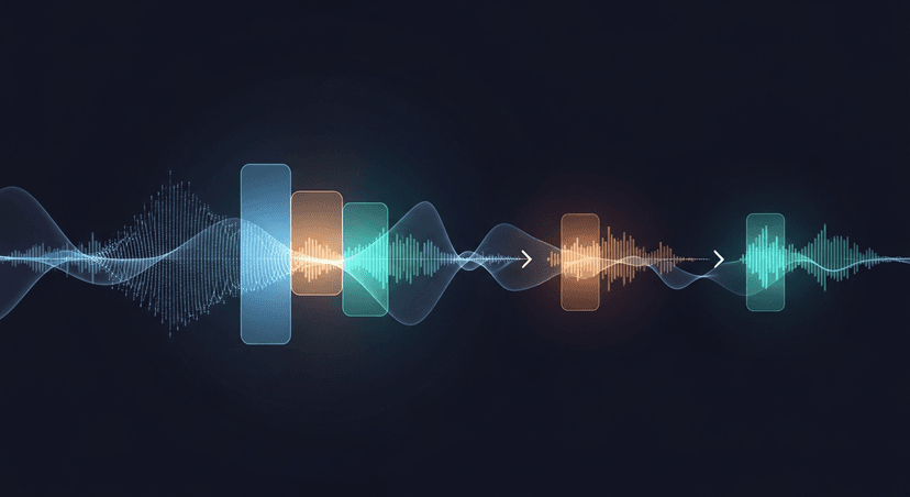 The three-signal extraction process: a transcript excerpt with three highlighted passages mapping to the three email sentences