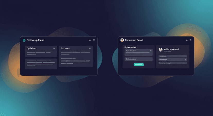 Side-by-side screenshots showing follow-up email quality comparison between tools using the same source conversation