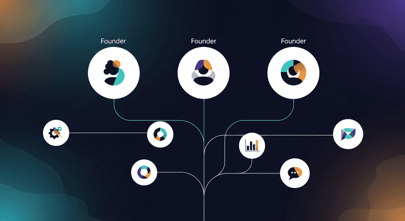 three founder profiles mapped to tool recommendations, visual decision tree