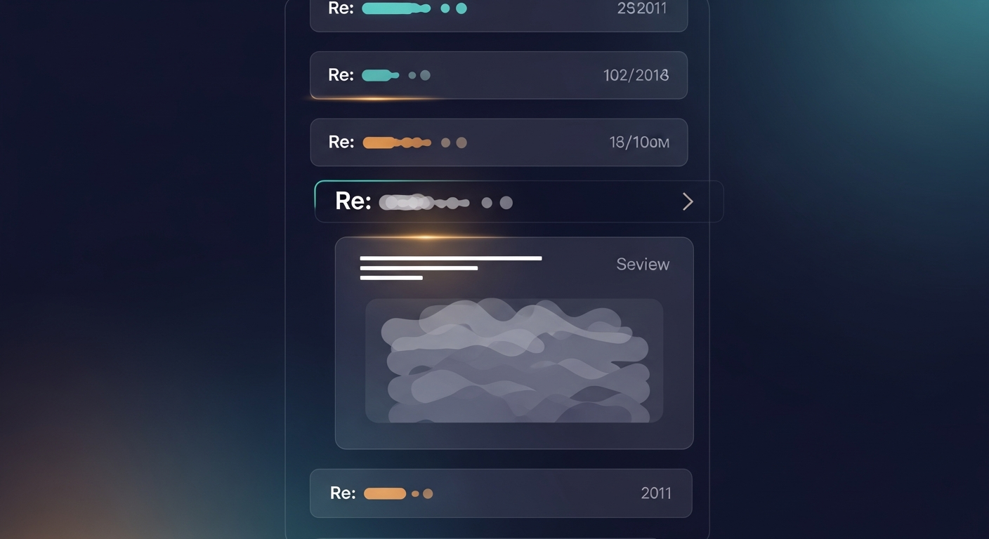 Screenshot mockup of a follow-up email thread showing the Re: subject line in an inbox view