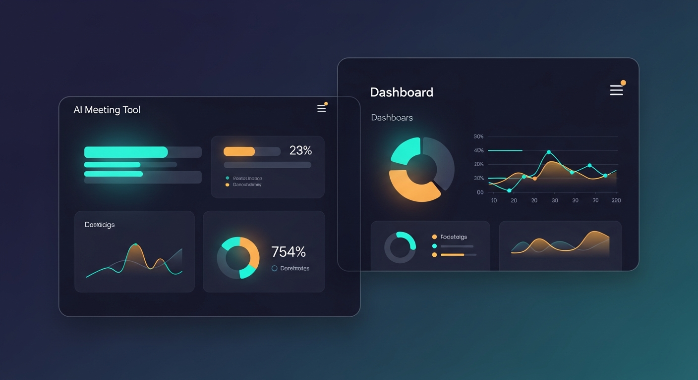 Dashboard comparison showing different AI meeting tools side-by-side with key metrics highlighted
