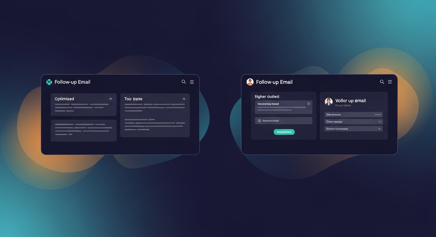 Side-by-side screenshots showing follow-up email quality comparison between tools using the same source conversation
