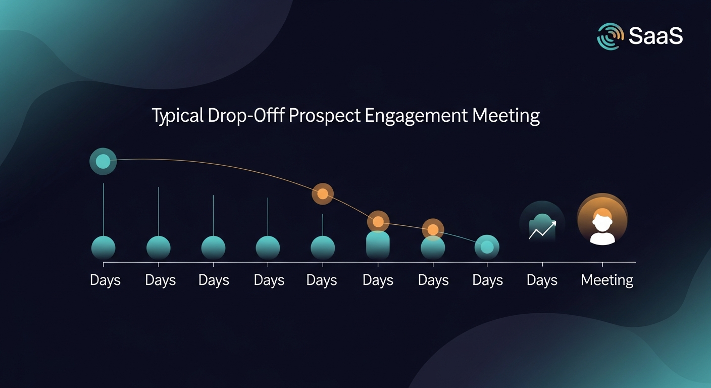 A timeline graphic showing the typical drop-off in prospect engagement over days after a meeting, illustrating why speed matters in follow-up