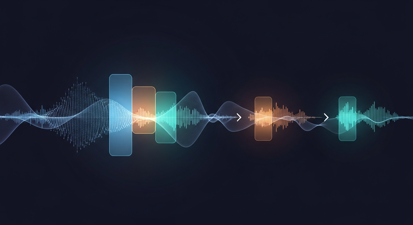 The three-signal extraction process — a transcript excerpt with three highlighted passages mapping to the three email sentences