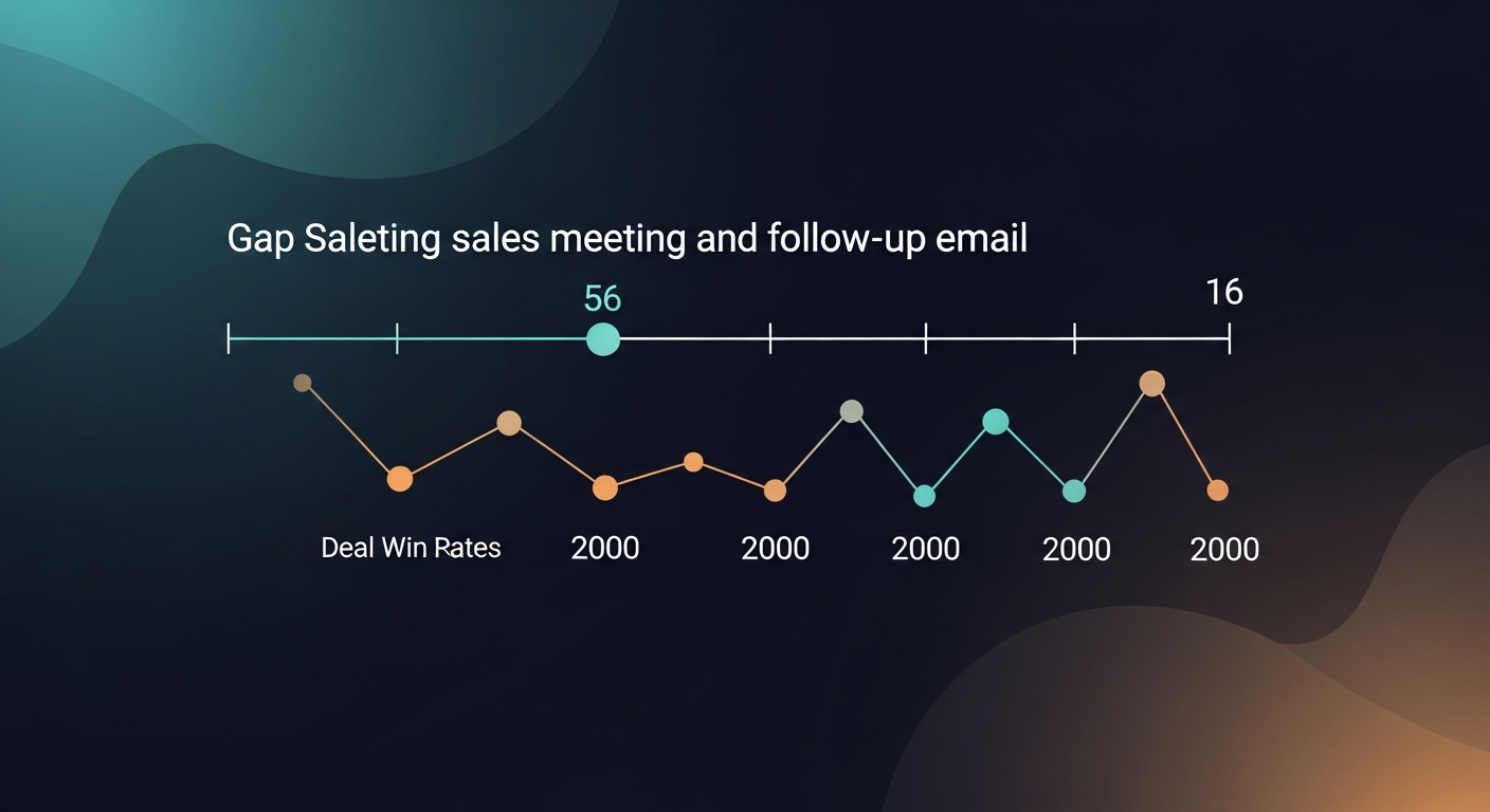 A visual showing the timeline gap between a sales meeting and a follow-up email, with deal win rates dropping the longer the delay